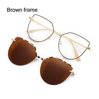 2 In-1 Glasses Anti Blue Light Glasses with 1Pc Magnetic Polarized Clip-On Sunglasses Lenses Trendy Metal Frame Cat Eye Eyewear