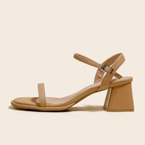 One-Strap Fairy Style Chunky Heel Peep-Toe Summer Sandals for Women 39 šviesiai ruda spalva