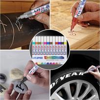 12 Piece Oil Based Paint Marker Set for Stone Wood Glass Metal Ceramic Plastic Canvas Permanent Marking Pen Kit One Size