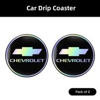 Keychain 2PCS Car Water Coaster Pad Laser Water Coaster Accessories For Chevrolet Matiz Onix Camaro Colorado Cobalt Spark Cruze