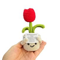 Hand Knitted Artificial Tulip Ornament Mini Size Hand Weaving Plants Ornament  Valentine's Day Style 5