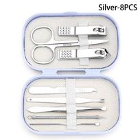8/14/18pcs Nail Clipper Set Stainless Steel Manicure Pedicure Kit Portable Travel Case Earpick Nail File Foot Care Tool