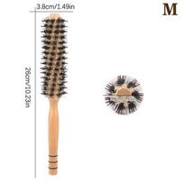 Natural Boar Bristle Round Roller Brush Wooden Barrel Comb For Women Curly Hair Salon Barber Hairdressing Styling Tool