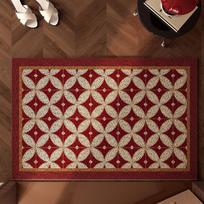 New Year'S Light Luxury Red Silk Ring Floor Mat, Door Mat Entering The Door Porch Carpet, Dirt-Resistant And Non-Slip Door Mat Can Be Cut 40*60cm