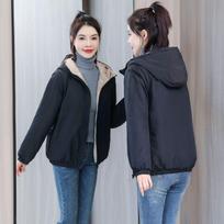 Women's PlushCoat Winter Warm Thicken Solid Windbreaker Hooded Cotton Plush Hooded Jackets Casual Outdoor Windproof Jacket M juoda
