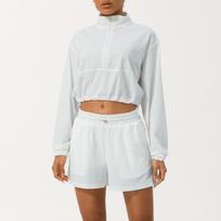 Women's Stand Collar Long Sleeve Cropped Zip Up Jacket Drawstring Waist Shorts 2 Piece Set Quick Dry UV Protection Casual Running Sport Tracksuit S