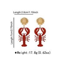 Bohemian Handmade Lobster Earrings Stone Beaded Enamel Enamel Necklace Shells Metal Stone Beaded Jewelry Summer