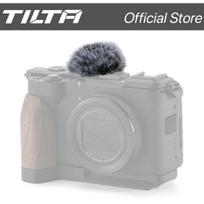TILTA Vintage Camera Cage for Canon PowerShot V1 Base Kit - Black Microphone Windscreen Top Plate Mounting Baseplate with Wooden Mic Windscreen