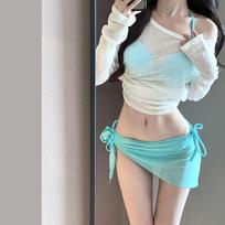 High-value tube top type neck bikini cover meat ins sun protection Korean hot girls seaside vacation hot spring s【 35-42.5kg 】