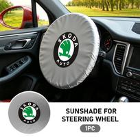 Car Steering Wheel Sunshade Silver Coated Cloth Insulation Protector Accessories For Skoda VRS Superb Yeti Octavia Enyaq Rapid