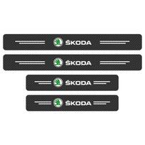 4PCS Carbon Fiber Car Sticker Auto Door Threshold Waterproof Stickers For Skoda Octavia MK2 MK3 2 3 A7 Fabia Karoq Kodiaq Rapid