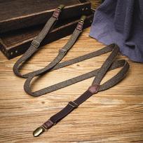 Unisex Retro Herringbone Non-Slip Three-Clip Suspender Pants