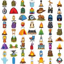 63pcs Temporary Tattoo Tent Backpack Temporary Tattoo Stickers Campfire Lantern Waterproof Long-lasting Body Stickers For