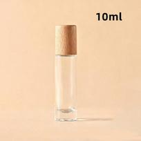 10ml Amber Glass Roller Bottle Wood Grain Lid Aesthetic Travel Essential Oil Vial Refillable Aromatherapy Liquid Container