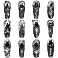 12pcs Temporary Tattoo Grim Reaper Waterproof Long-lasting Body Stickers Vampire Witch Hand Realistic Temporary Tattoos For
