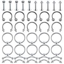 40Pcs/lot Stainless Steel Ear Piercings Helix Piercings Eyebrow Lip Labret Rings Earring Tragus Barbell Piercings Body Jewelry Labret, Lip Piercing Jewelry&Ears