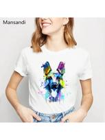 Watercolor German Shepherd Print Tshirt Wounisex Funny T Shirts Femme My Best Friend Pet Dog Tops Female T-Shirt Streetwear S įvairiaspalvis