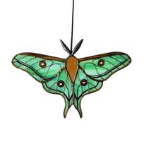 Stained Glass Butterfly Window Hanging Decorative Suncatcher with Intricate Acrylic Design and Unique Wing Pattern for Indoor Display one size žalia