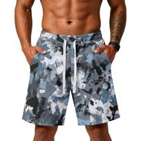 Men’s Loose Fit Camouflage Print Athletic Training Gym Beach Shorts with Drawstring Waist and Side Pockets for Everyday Activities S