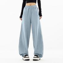 Women Casual Sweatpants Elastic Waistband with Pockets Loose Fit Straight Leg Wide Leg Sports Pants for Everyday Wear L