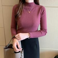 Women Cashmere Sweater Slim Soft Knitted Jumpers Mockneck Pullovers Solid T-Shirts Semi-Turtleneck Sweaters Women Winter One Size