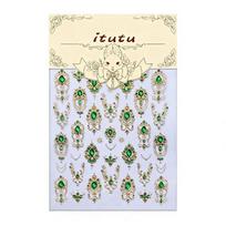 Luxurious Design 5D Nail Stickers Emerald Ruby Color Shiny Finish Imitation Gemstone Nail Red Green Gemstone Gold Scepter