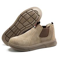 Labor Insurance Shoes Men's Flip Leather Shoes Steel Bag Head Anti-smashing and Stab-proof One-pedal Construction Site Protective Shoes 36
