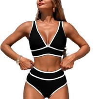 Naujas bikini kontrastinės spalvos bikinis moterims maudymosi kostiumėliai paplūdimio drabužiai pakeliantis krūtinę dviejų dalių maudymosi kostiumėlis S