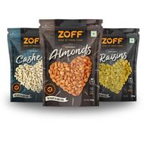 Zoff Premium Mixed Dry Fruits Combo: Almonds, Cashews, and Raisins - 250g Each | Perfect Diwali and Festival Gifts & Hampers | Net Weight 750g