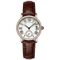 Sanda Lady Analog Round Quartz Leather Strap Date Watch Classical Wristwatch