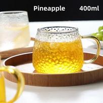 Hammer Pattern Coffee Cup Heat Resistant Juice Glass Mug Japanese Style Transparent Hand Handle Tea Cup for Household Drinking 1 cup
