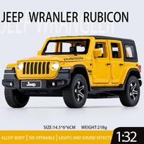 1/32 Scale Jeeps Wrangler Rubicon Alloy Car Model Diecast Metal Off-road Vehicle High Simulation Sound Light Kid Elite Gift Motorcycle geltona