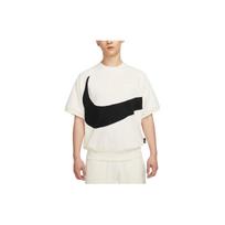 Nike Sportswear Swoosh Didelio Logotipo Spausdinimo Laisvalaikio Marškinėliai Su Apvalia Kaklo Iškirpte Vyriški Viršutiniai Drabužiai Kokoso Pienas FB7872-113 M