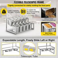 Expandable Spice Rack Adjustable Stainless Steel Organizer Shelf Kitchen 2-Tier Sauce Ingredients Fruits Holder