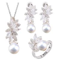 Black Pearl Dubai Jewelry Set For Women Earrings Necklace Pendant Ring Gray White Blue 4 Colors Available New Arrival 7