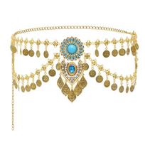 Retro Fringed Coin Belly Dance Waist Chain Rhinestones Decor Multi-Layer Chain Belt with Tassels Charm for Dance auksas