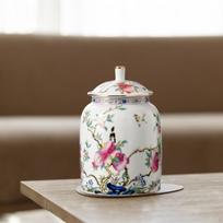 Porcelain Tea Canister And Ceramic Vase Pomegranate