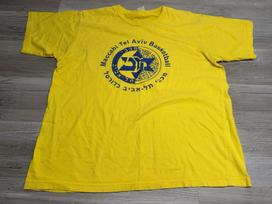 Vintage Jewish Basketball T-Shirt Maccabi Tel Aviv Y2K Graphic Tee Yellow Sz XL L