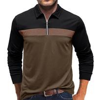 Men's Long Sleeve Polo Shirts Casual Patchwork Quarter-Zip Collared Shirt Slim Fit Lapel Neck Basic T-Shirts for Men Pullover Golf Shirt Tee Tops L armijos žalia spalva