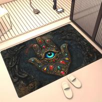 Hamsa hand eye symbol spiritual protection rug living room meditation carpet bohemian ethnic design soft plush anti slipfloormat 50x 80cm