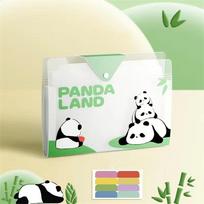 Cartoon Panda A4 File Folder 8/12 Pockets Expanding File Bag Large Capacity Classified Test Paper Storage Book School Stationery