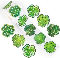 100-500pcs Laser Green Clover Stickers Reward Children's Stationery Stickers, Gift Stickers, Adhesive Labels, Sealing Stickers