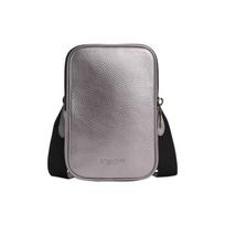 Coach Aden 12 Embossed Logo Pebble Leather Zipper Camera Bag Women Shoulder Bag Black Antique-Nickel Metallic-Gray CO917-QBWFX Basic Set (Bag+Dust Bag)