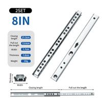 New 2Set Smooth Glide Bearing Drawer Slides 17mm Wide Two Way Slide Drawer Glides 8 -17  Hardware Accessories Drawer Rail
