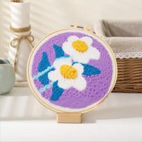 Punch Stitching Kit For Adults Set Of 3 Floral Design Needle Embroidery Coaster Kit Tufted Rug Pads Crafting Supplies Art Work China Mainland