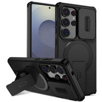 Armor Slide Camera Lens Case For Samsung Galaxy S26 S25 S24 S23 S22 Ultra Plus Magnetic Car Mount Foldable Kickstand Cover Galaxy S25 juoda