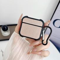 NEW Earphone Protector Case For Apple AirPods 4 3 2 Pro3 Pro2 with Anti-lost Carabiner Lychee Leather TPU Anti-Drop Secure Cover For airpods 2