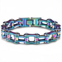 Stainless Steel Bike Chain Design Bracelet Adjustable High Polished Biker Link Chain Bracelet Comfortable To Wear Fashion