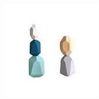 1Set Nordic Wooden Building Blocks Colored Stone Rock Room Decor Crafts Gift