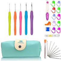 Ergonomic Handles Crochet Hooks Set 5/9/12Size with Storage Case Knitting Needles for Beginners 2-8mm Soft Handles Crochet Kit
